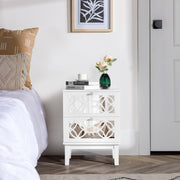 VINGLI Mirror Nightstand with Drawers